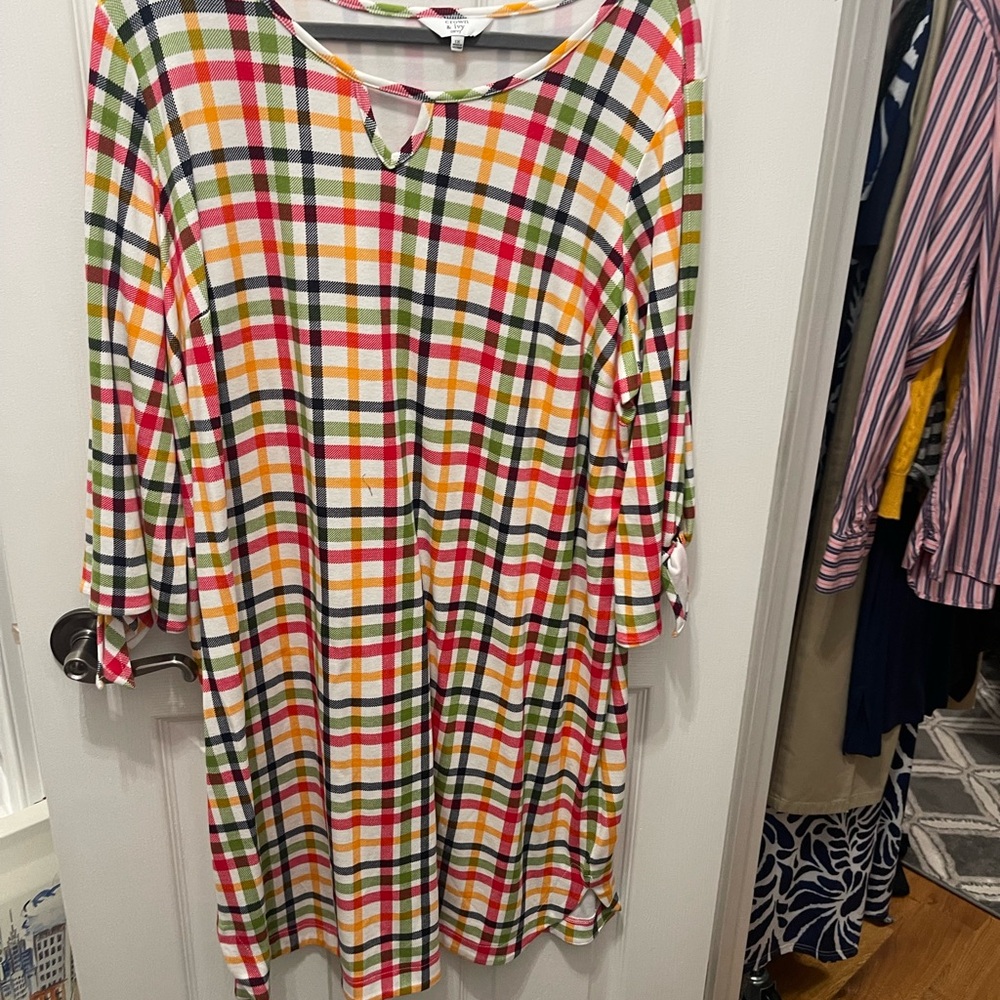 Crown & Ivy Multicolor Plaid dress XXL - Picture 2 of 16